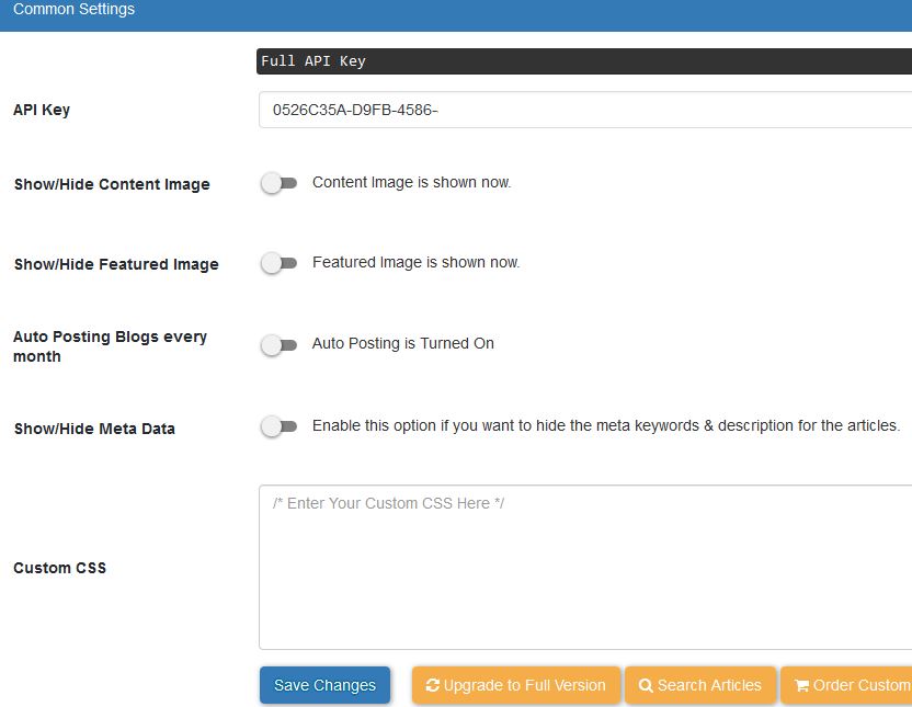 Dynamic Post - article settings.