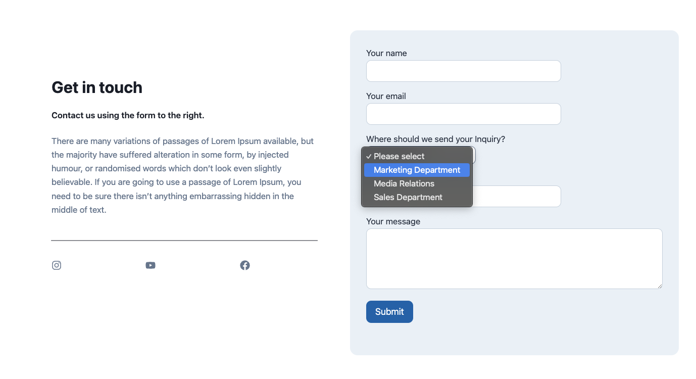 Drop-down on the front-end