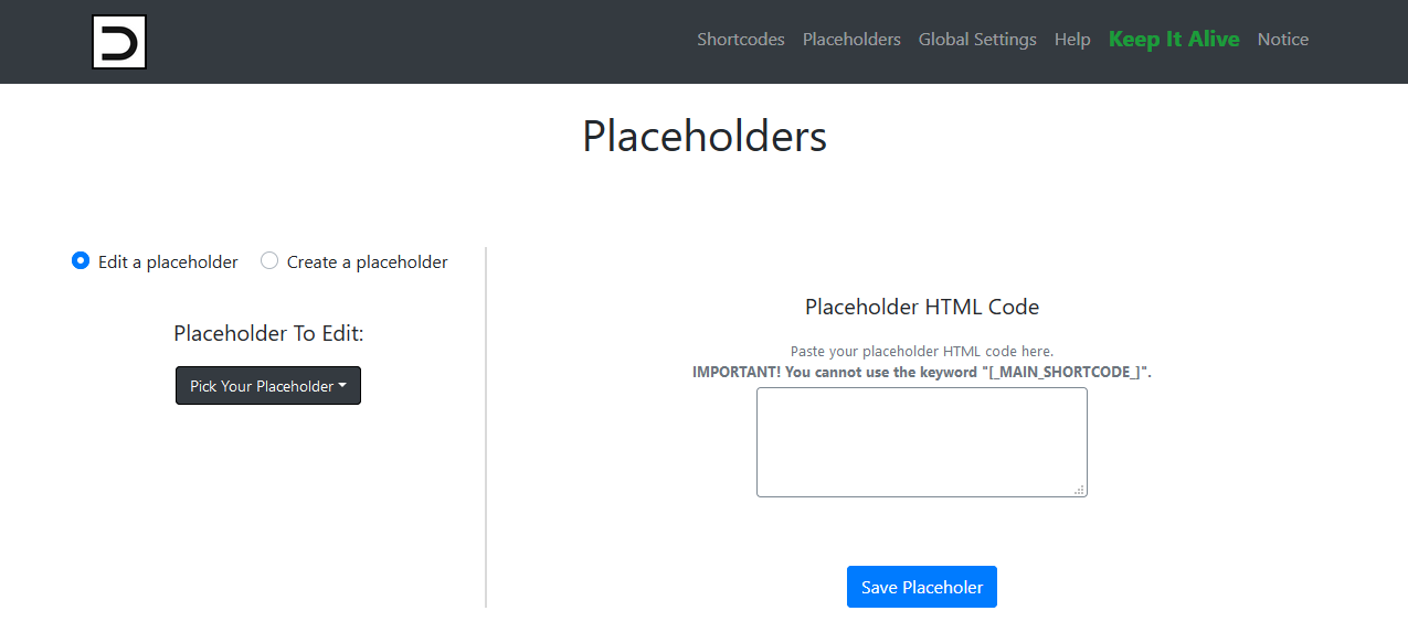 Dynamic Shortcode - Placeholders