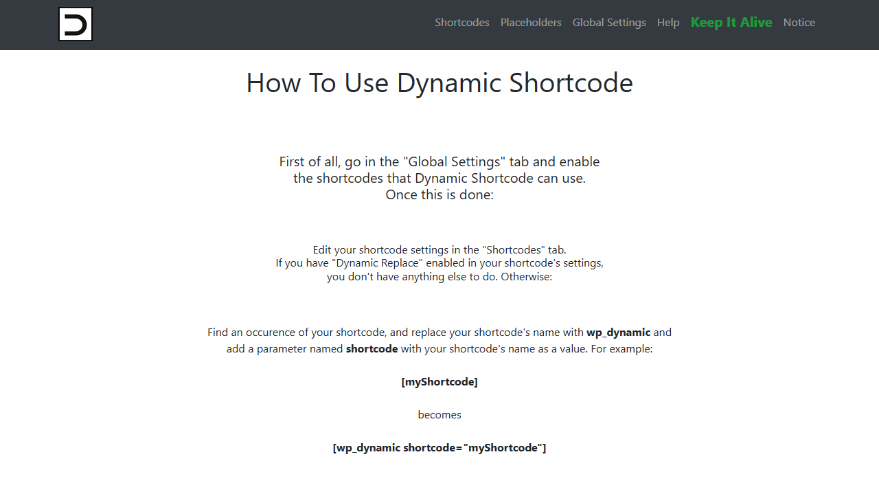 Dynamic Shortcode - Help