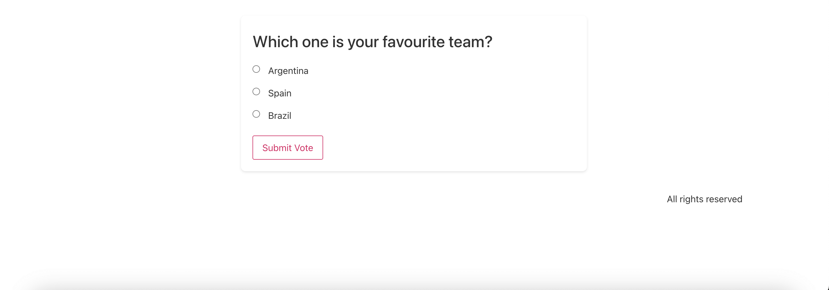 **Frontend View** - A live survey displayed on a WordPress page or post.