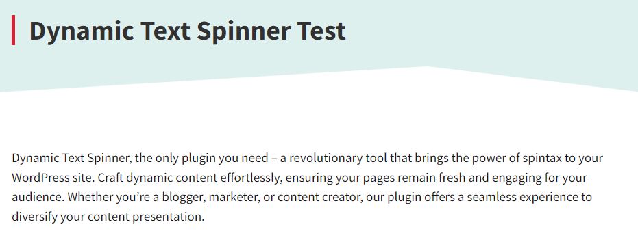 Example showing the second Spintax option