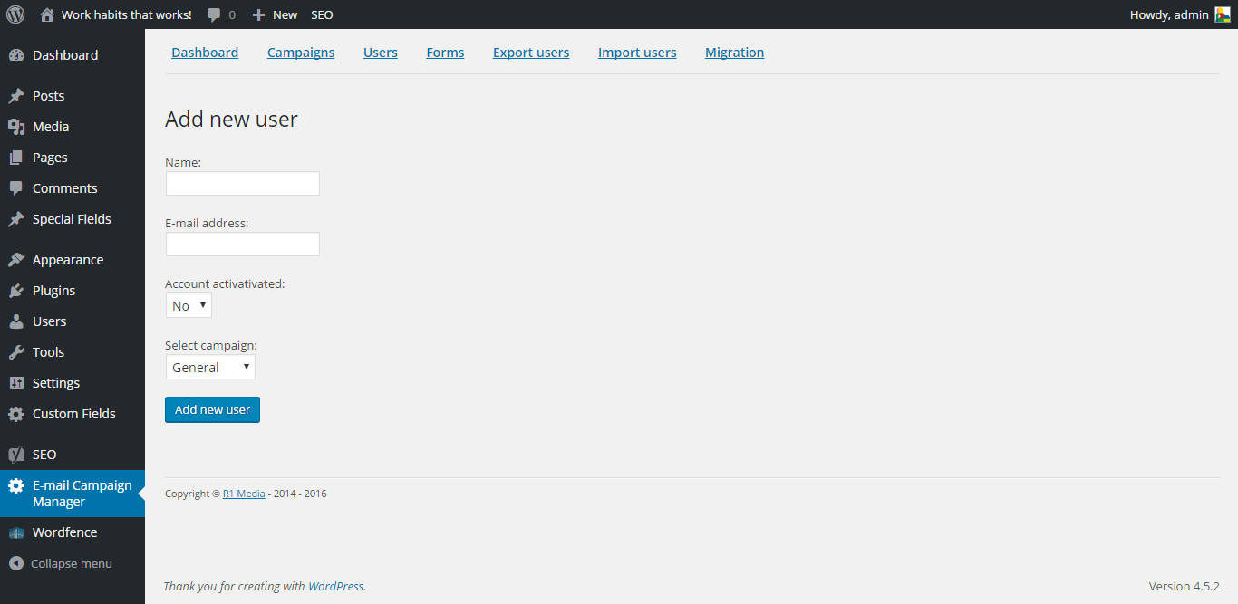 You can add new users manually. This screenshot shows how it looks like.