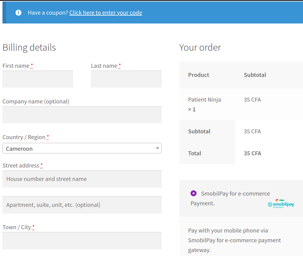 Payment gateway selection.