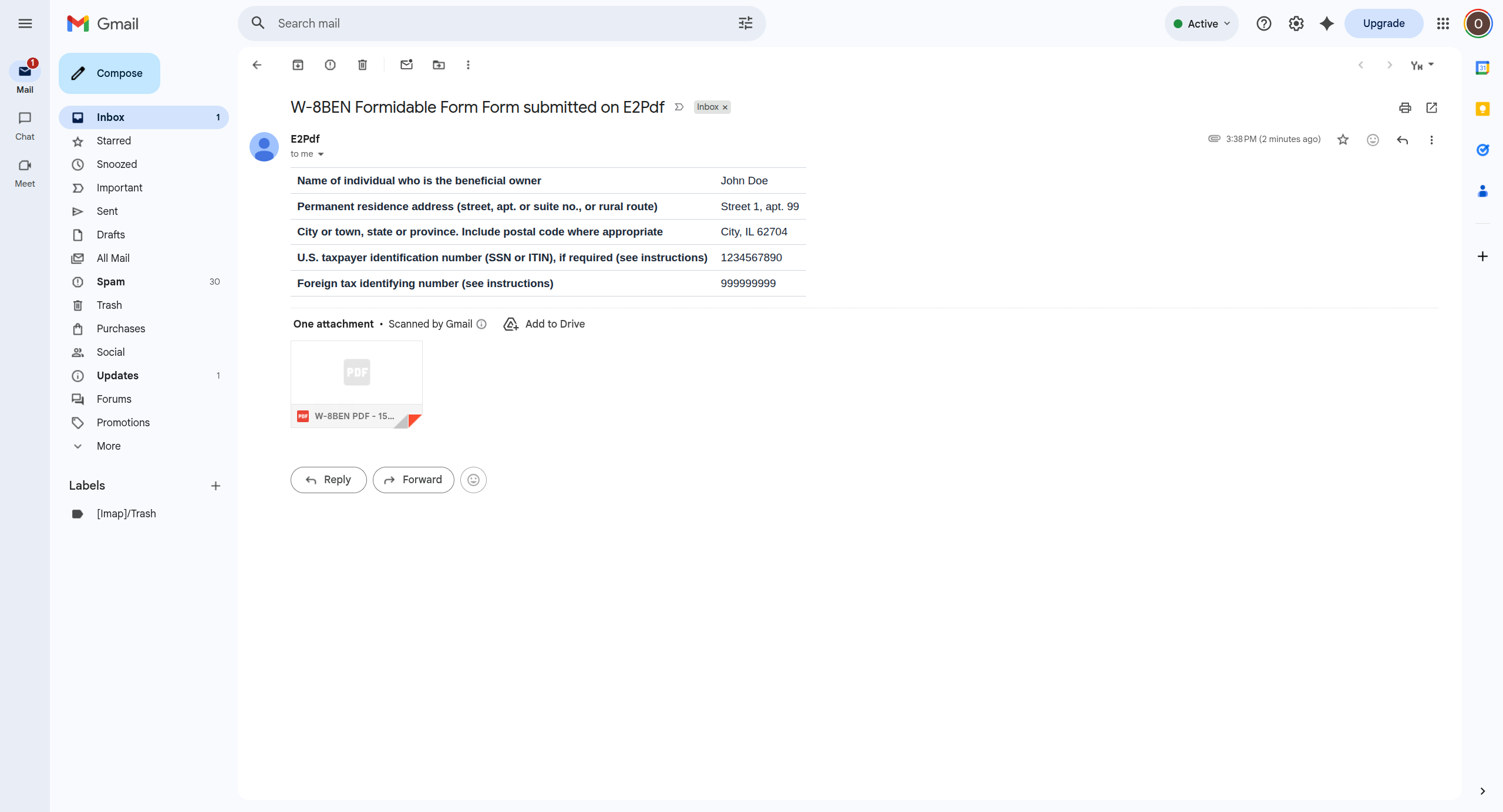 Viewing the Email PDF Attachment