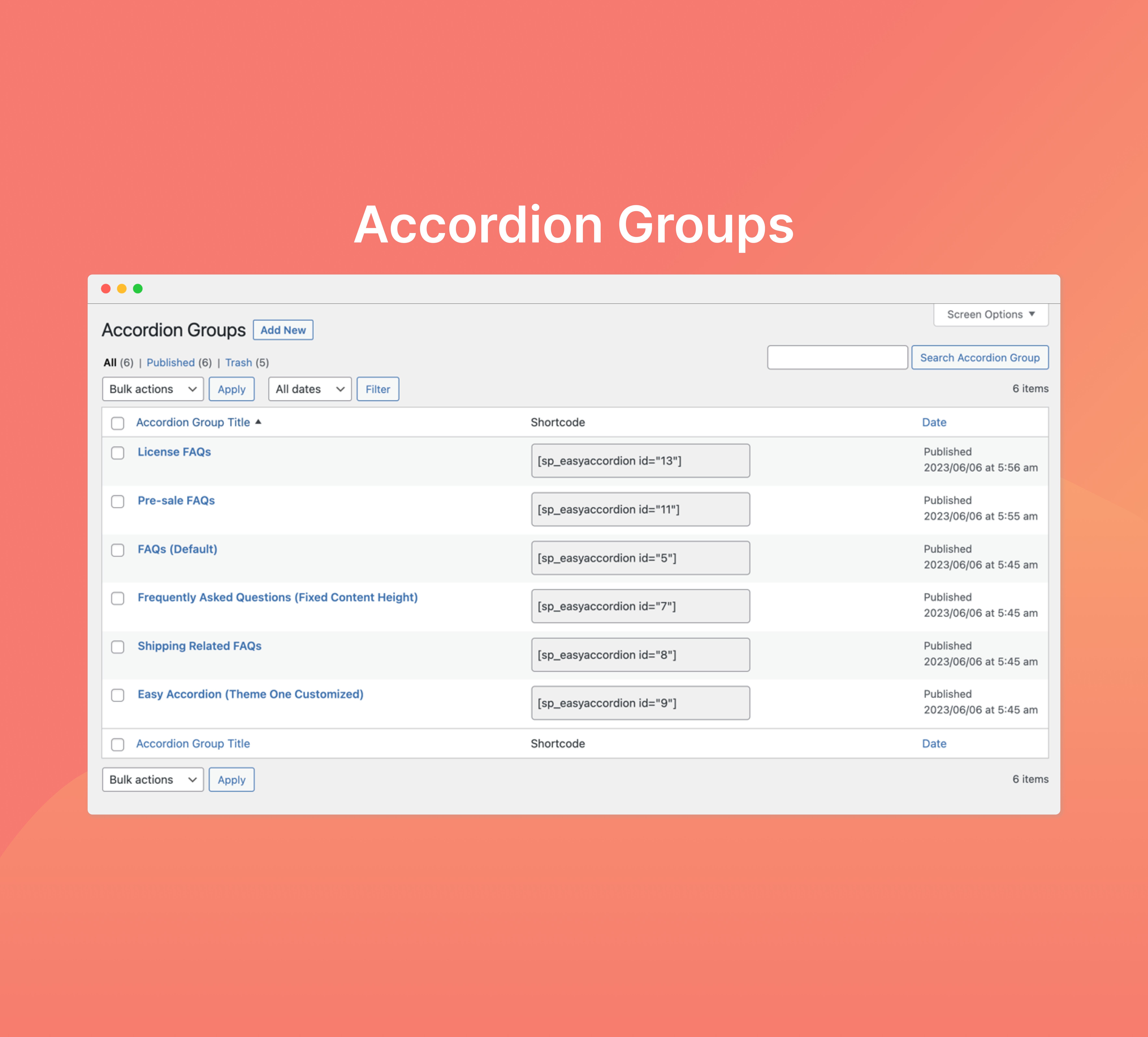 Accordion Groups.