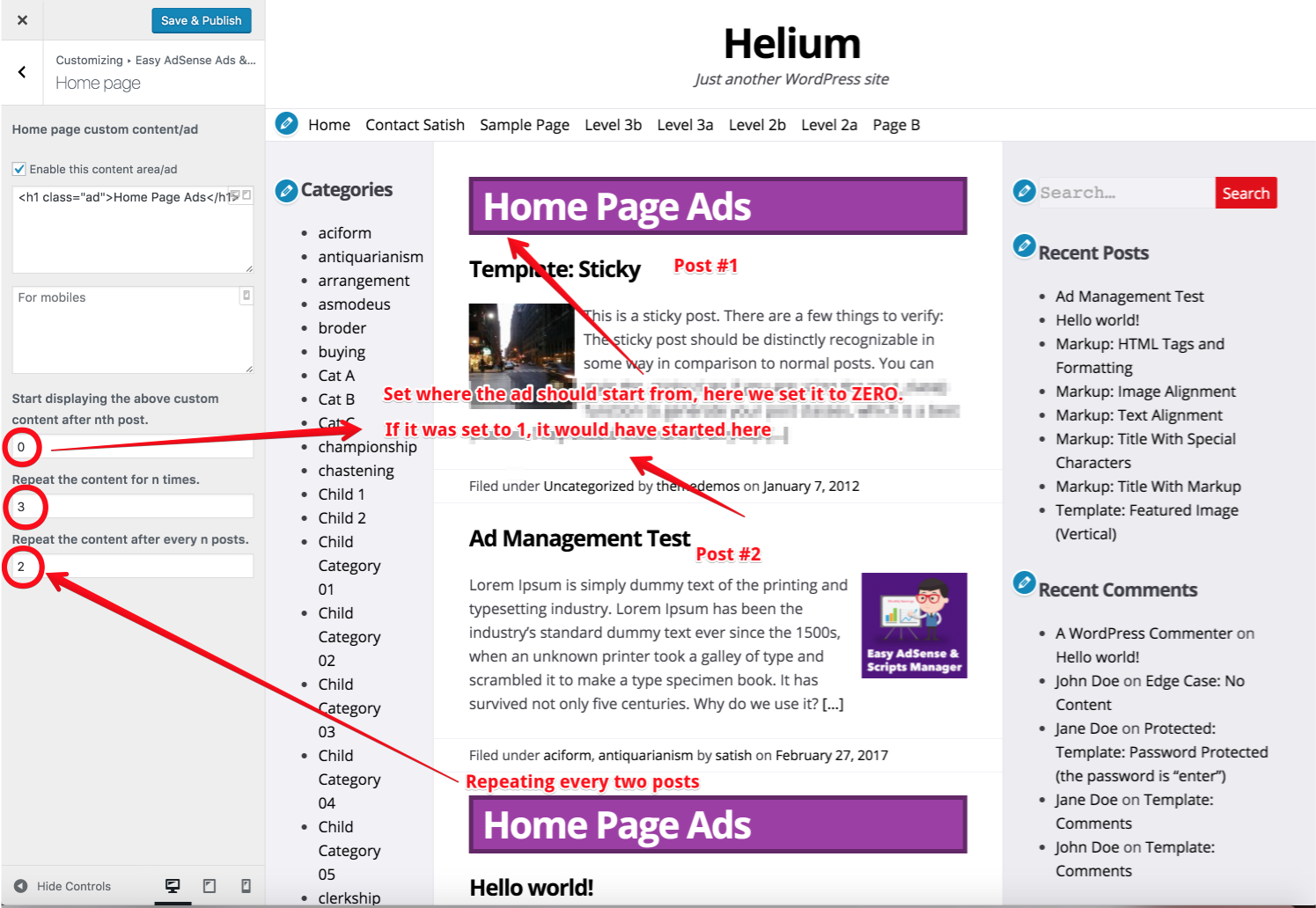 Home page AdSense / ad locations explained.