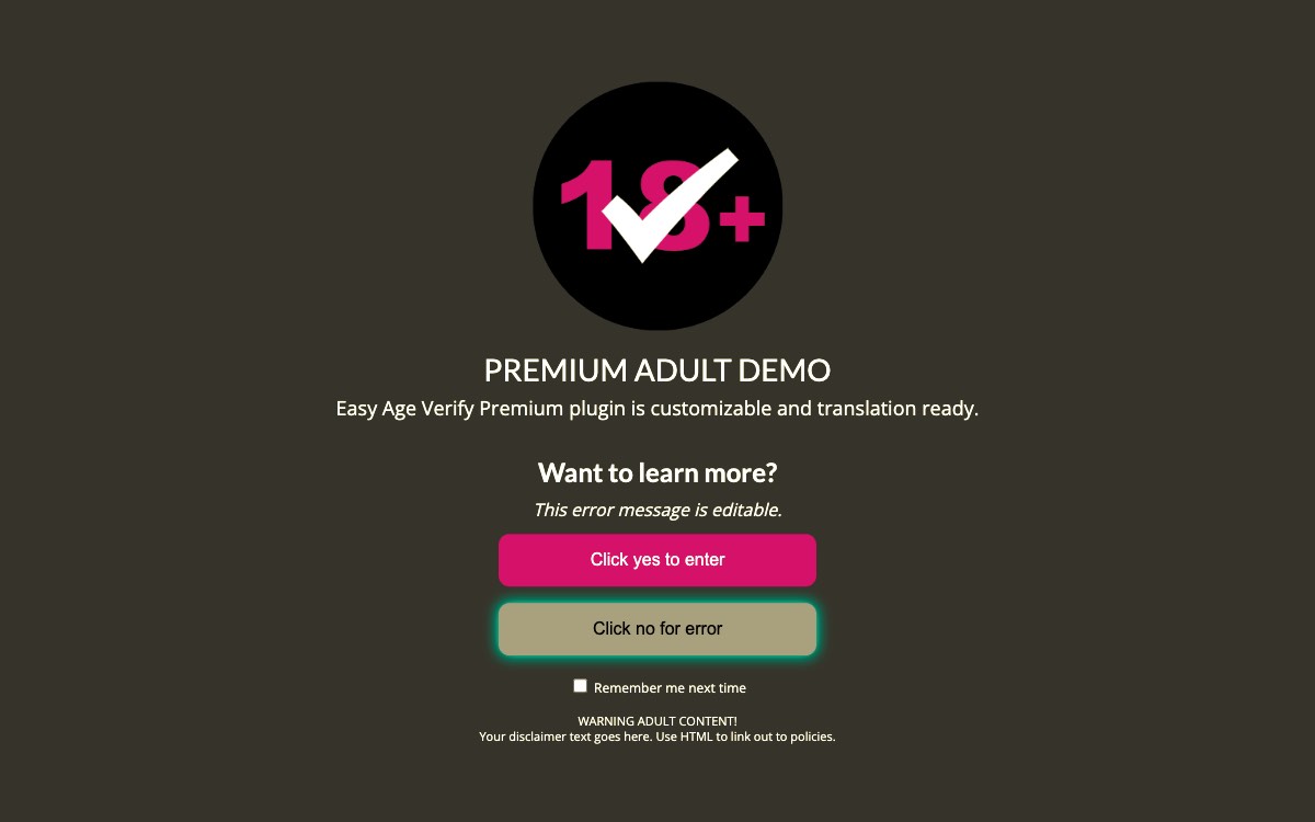 Adult Demo Display - Premium Version