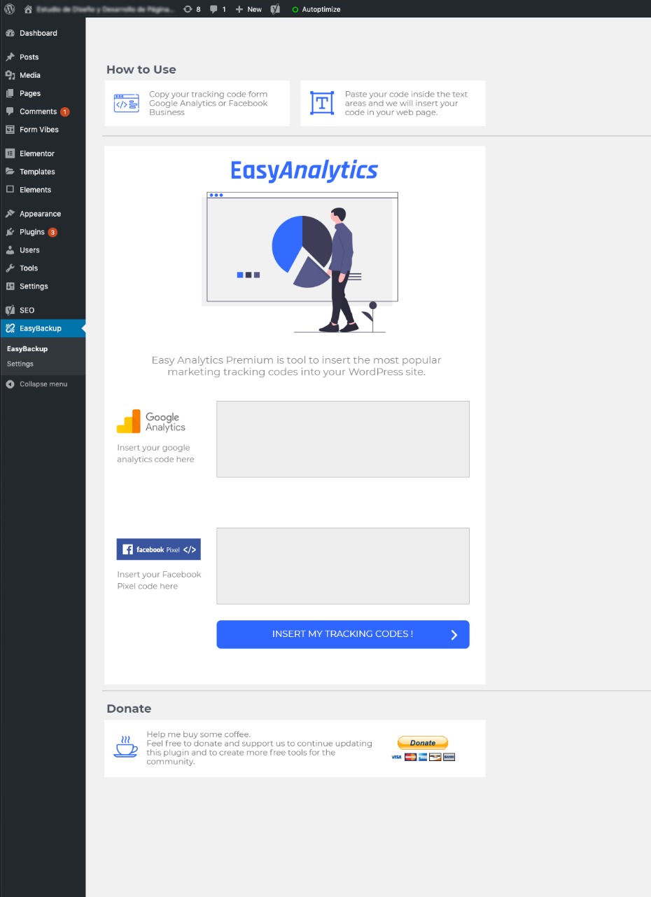 Insert your tracking codes in the text editor