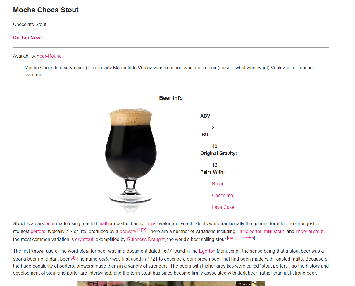 Beer page works regardless of theme