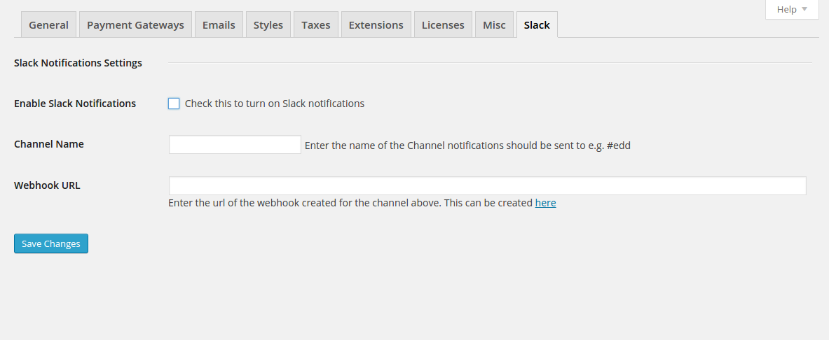 Plugin Settings Page