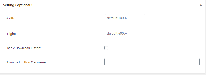 Settings panel