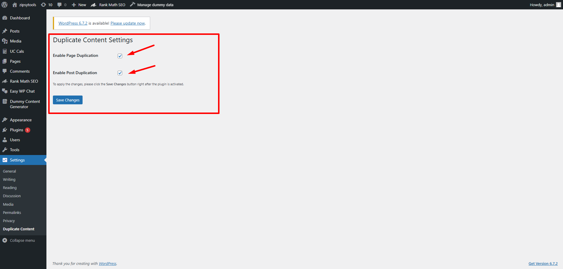Example of a duplicated post in the WordPress admin dashboard.