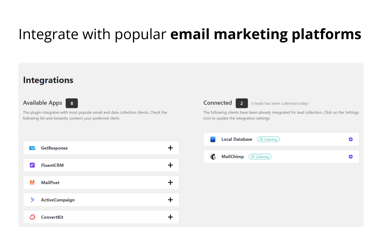 Integrate with popular email marketing platforms