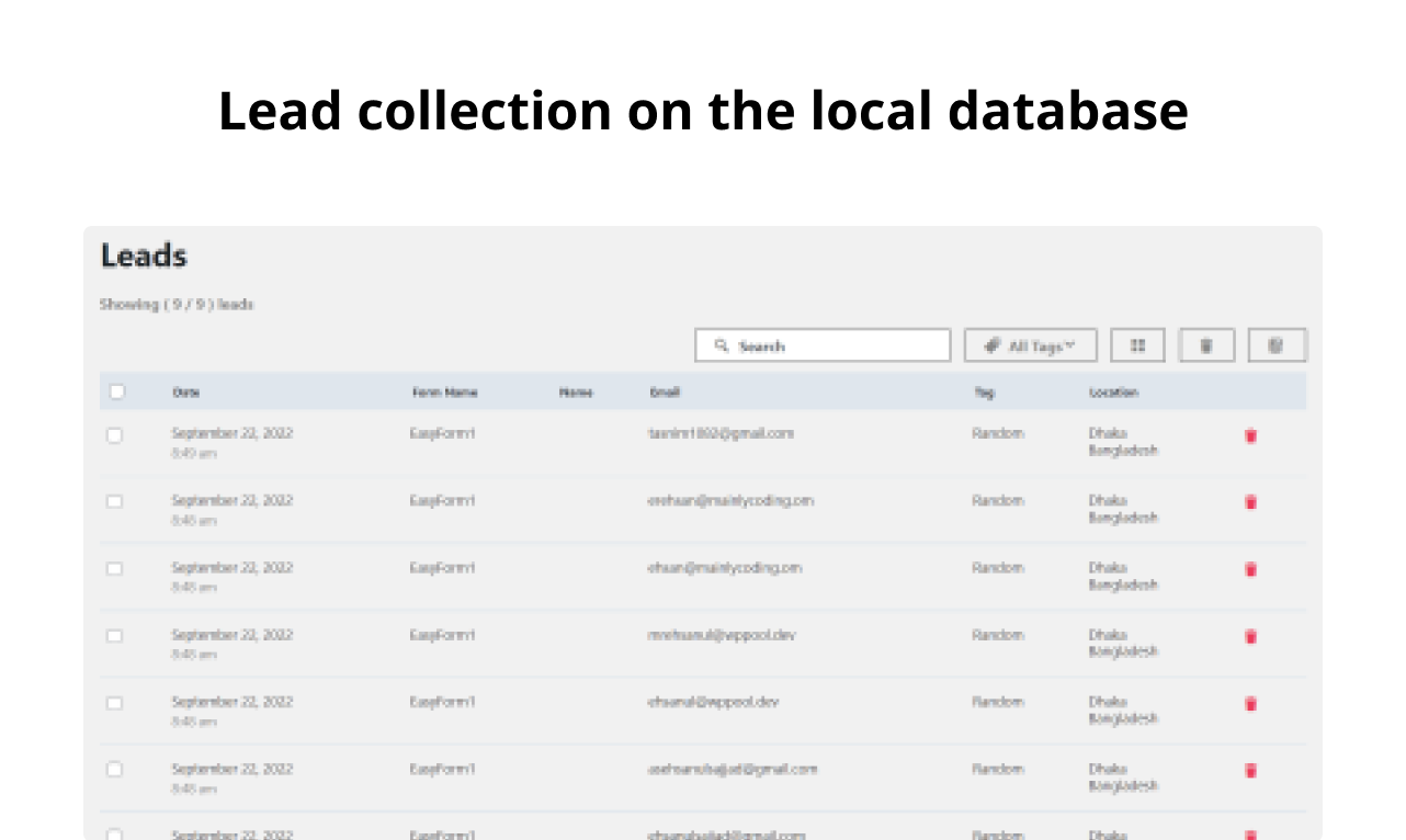 Lead collection on the local database