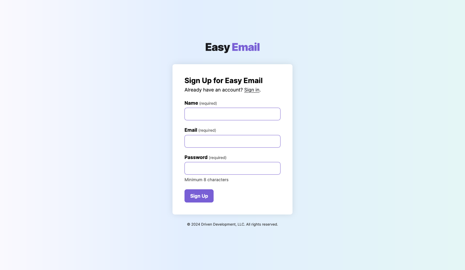 Step 2: register for an Easy Email account