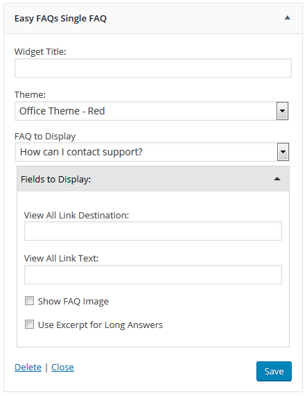 This is the Easy FAQs Basic Settings Page.