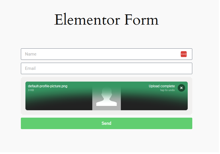 Screenshot of DragDrop upload field in the frontend.