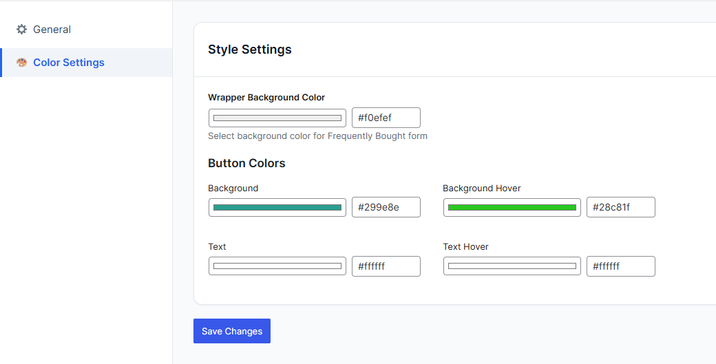 Bought together color settings panel