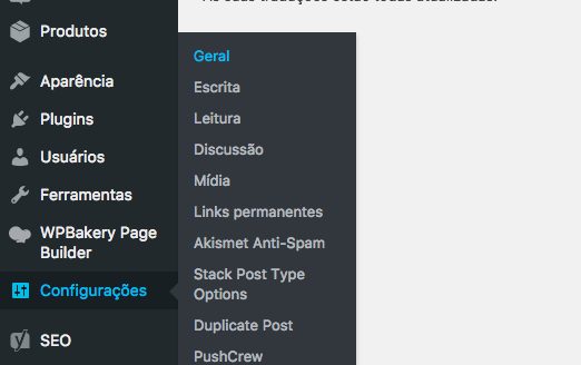 Vá até `Configurações`