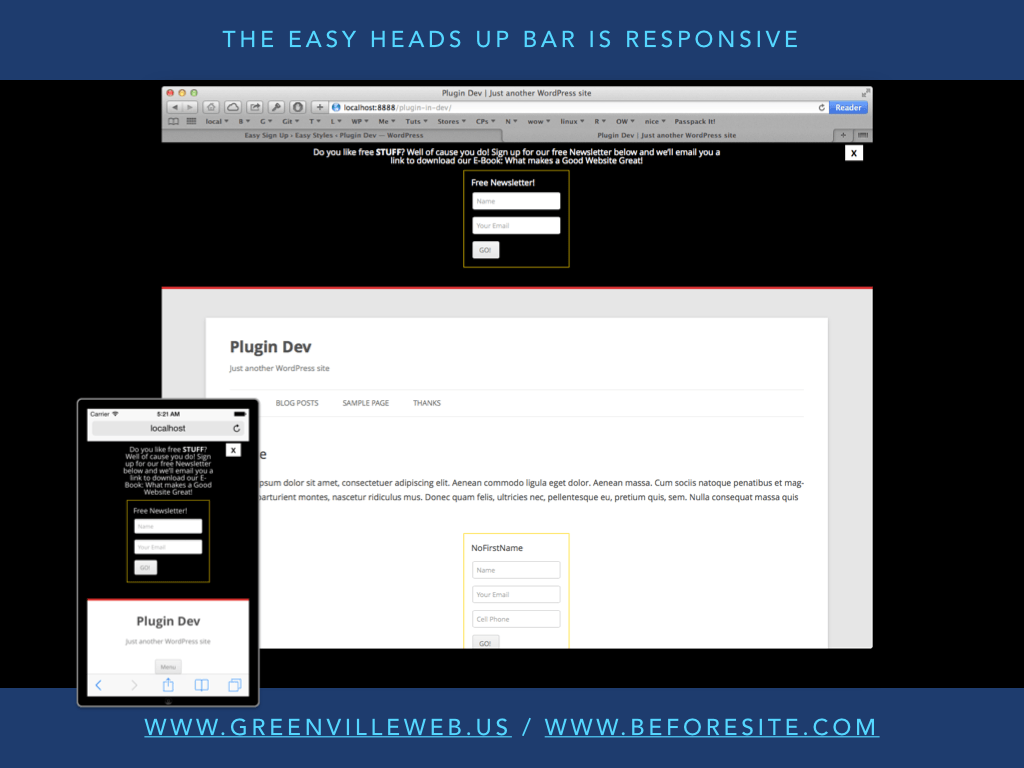 Easy Heads Up Bar is responsive