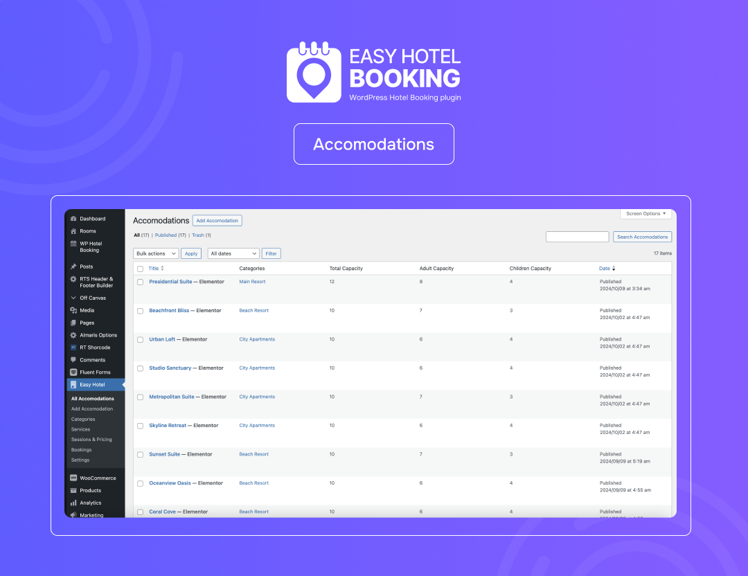 **Room List** - Admin Room List Page.