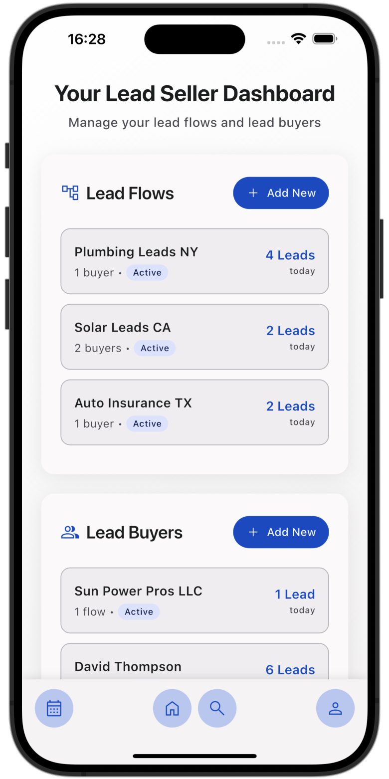 ELD Seller Dashboard - Manage your lead flows and buyers from the mobile app