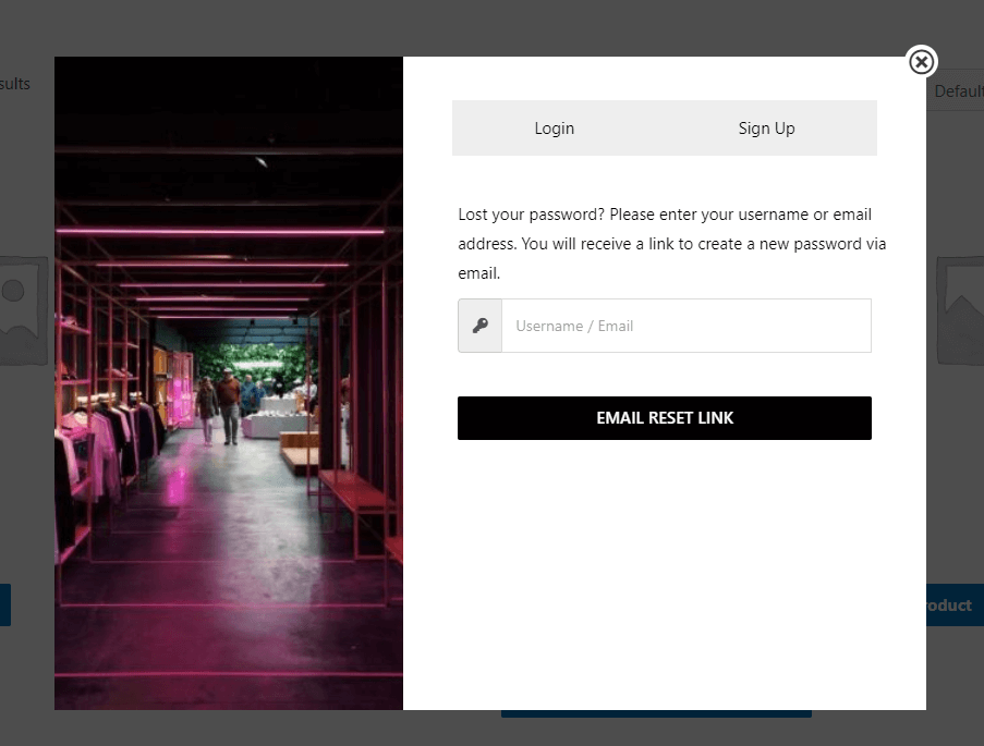 Reset password form.