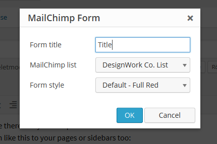 This form helps you to easily setup the short code