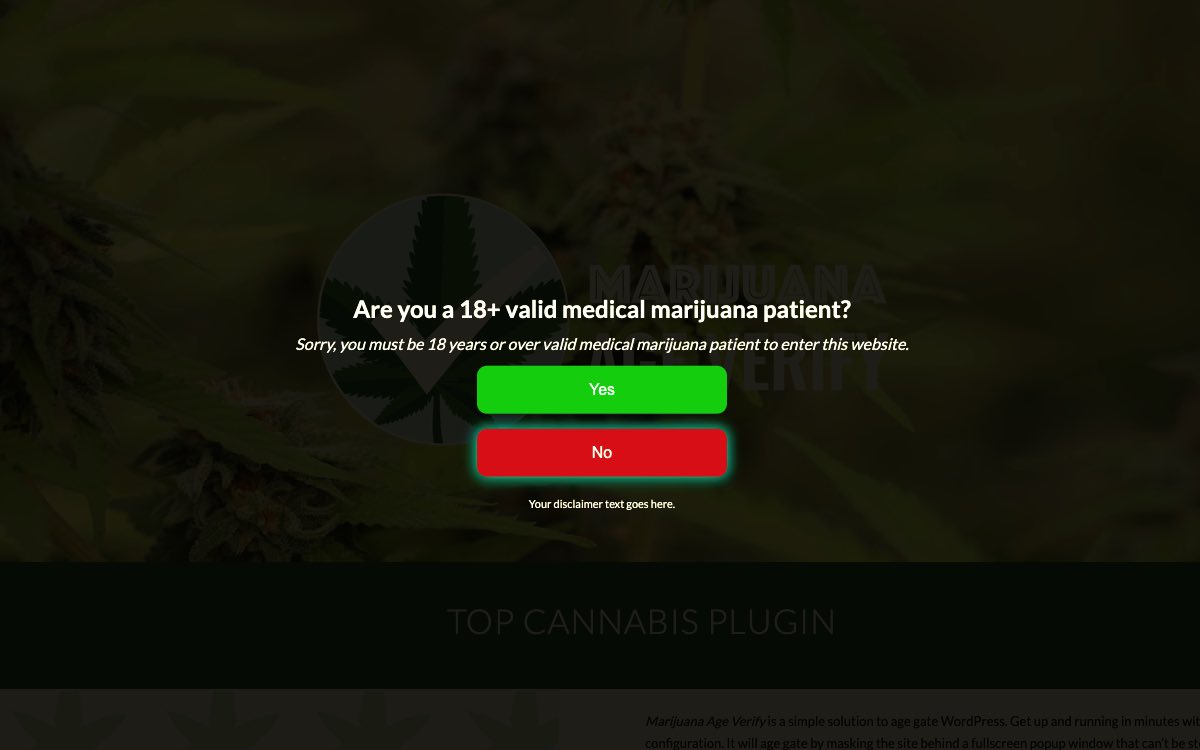 18+ medical cannabis age verify window - Standard