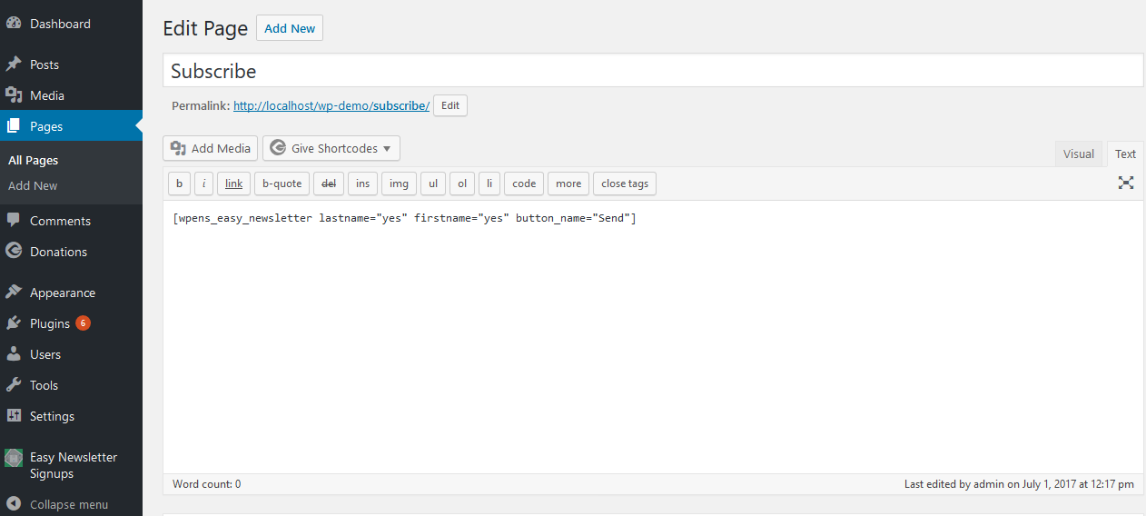 The subscribers list