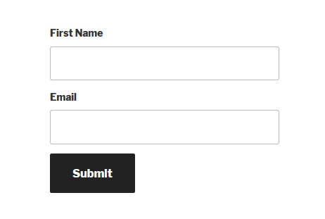 Newsletter form with First Name and Email