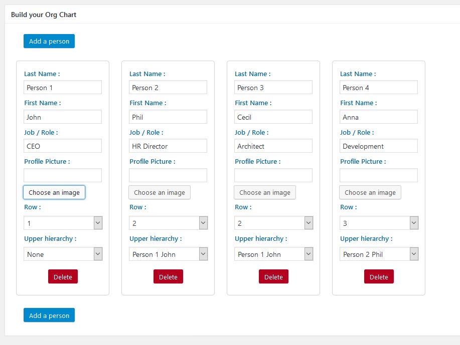 Here are the FREE person settings