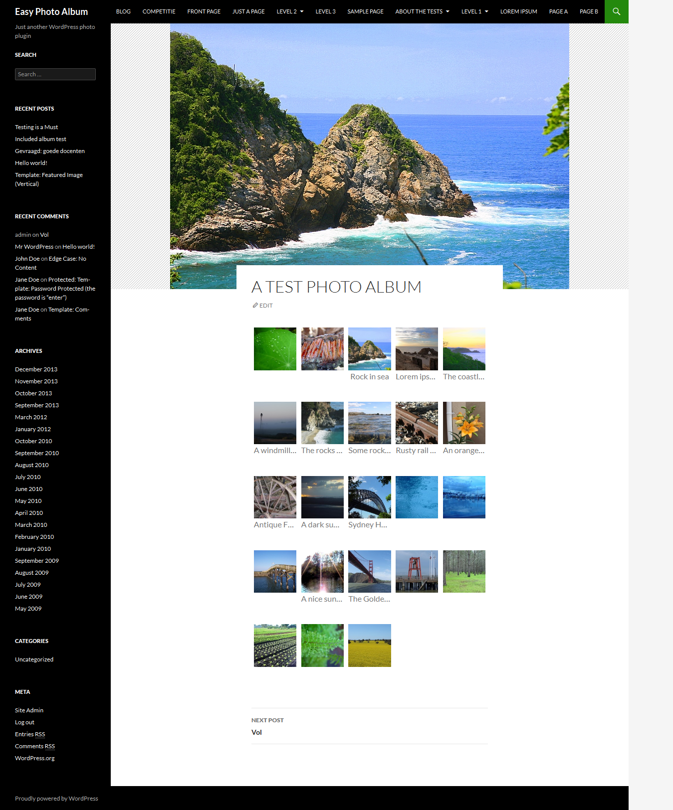 Example of a photo album on Twenty Fourteen