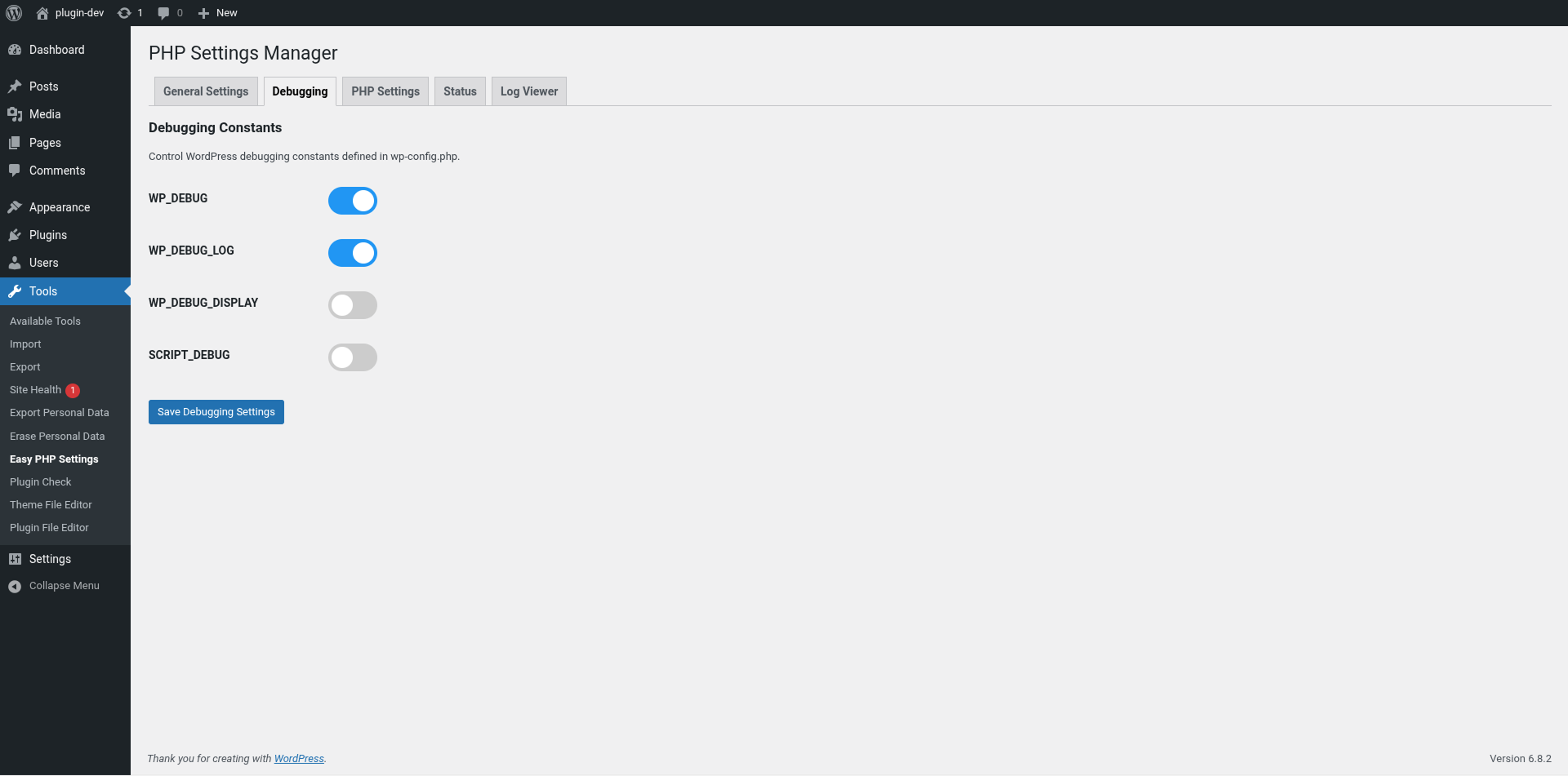 The Configuration Generator, which provides code snippets for manual server configuration.