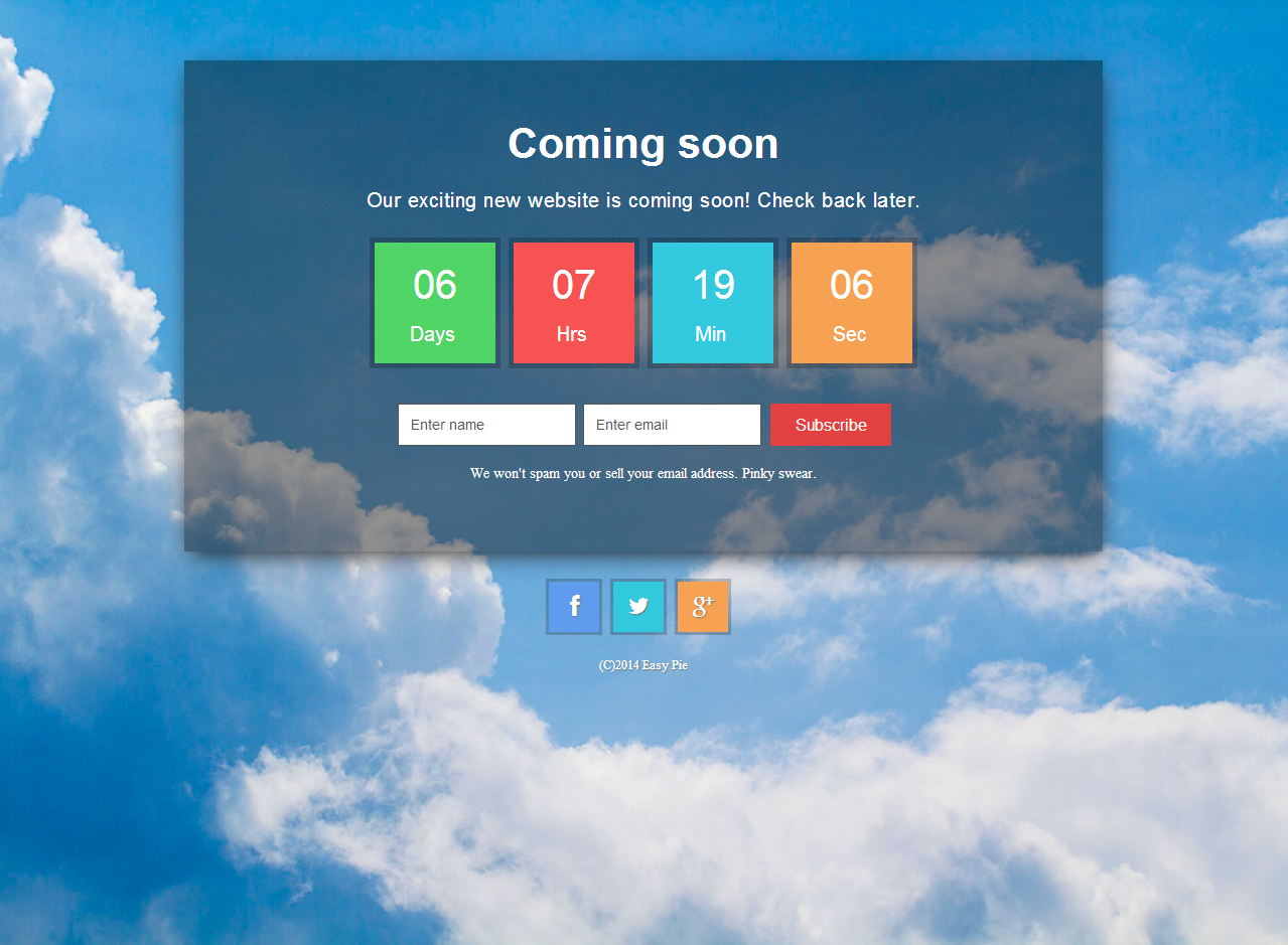 Example Coming Soon Page