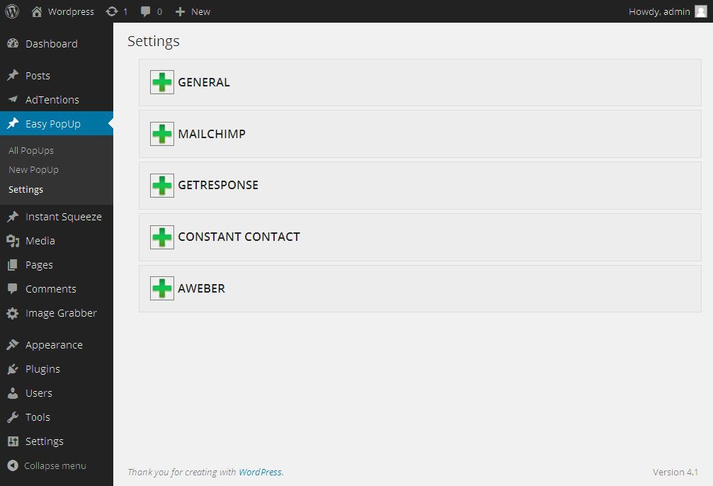 EPS Settings Page