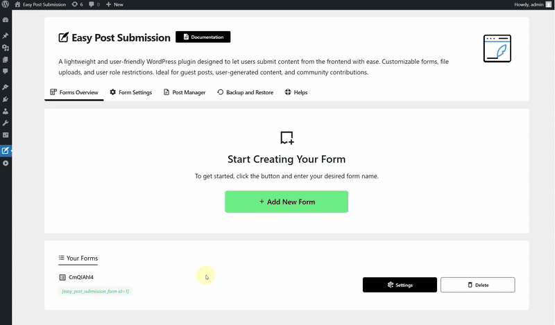 Create Submit Form Shortcode
