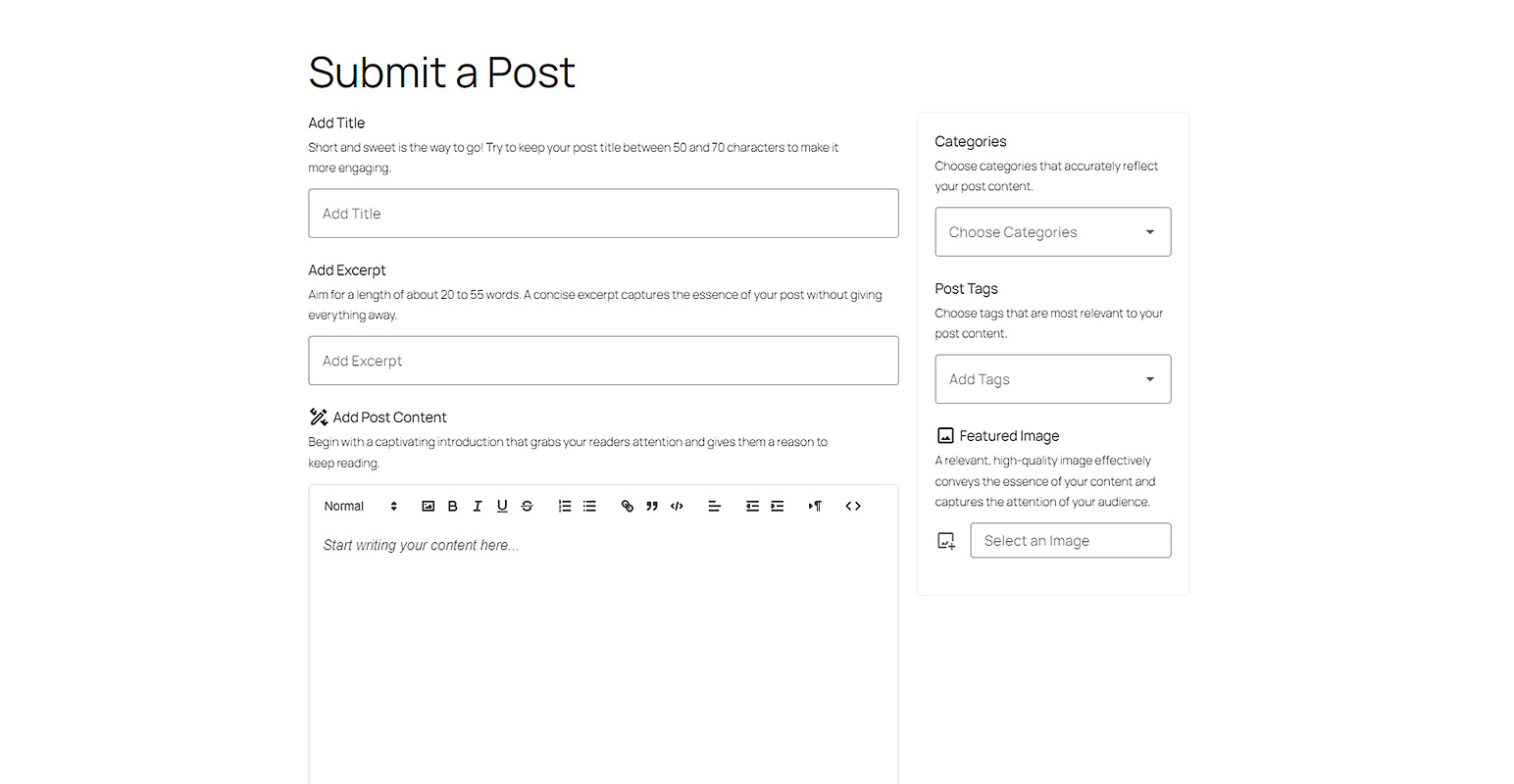 Frontend Post Submission Form