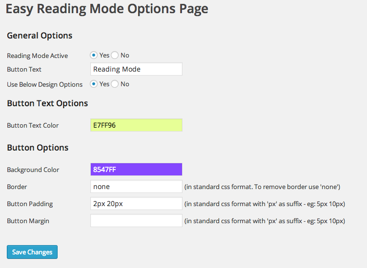 Admin Options Page
