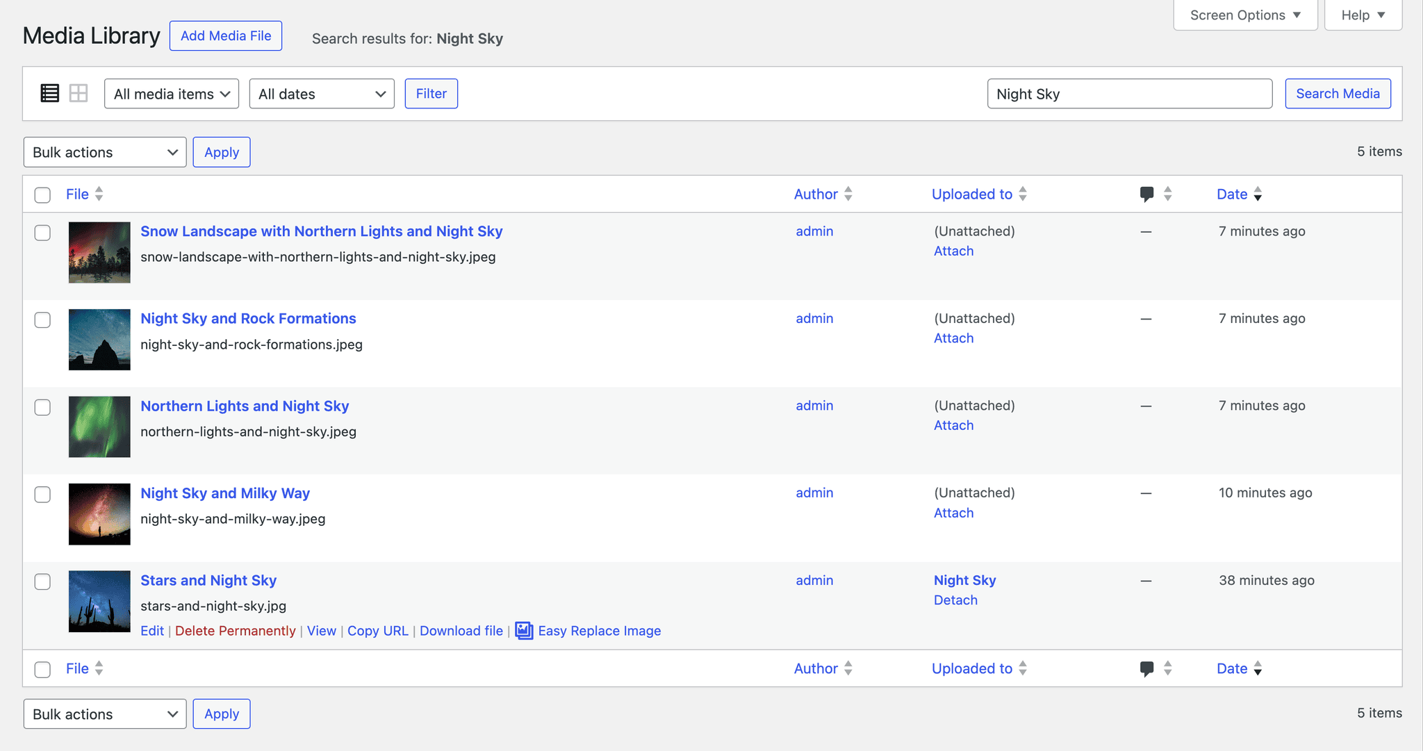 `Easy Replace Image` direct link for the images in the Media screen, for easy access to the replace feature.