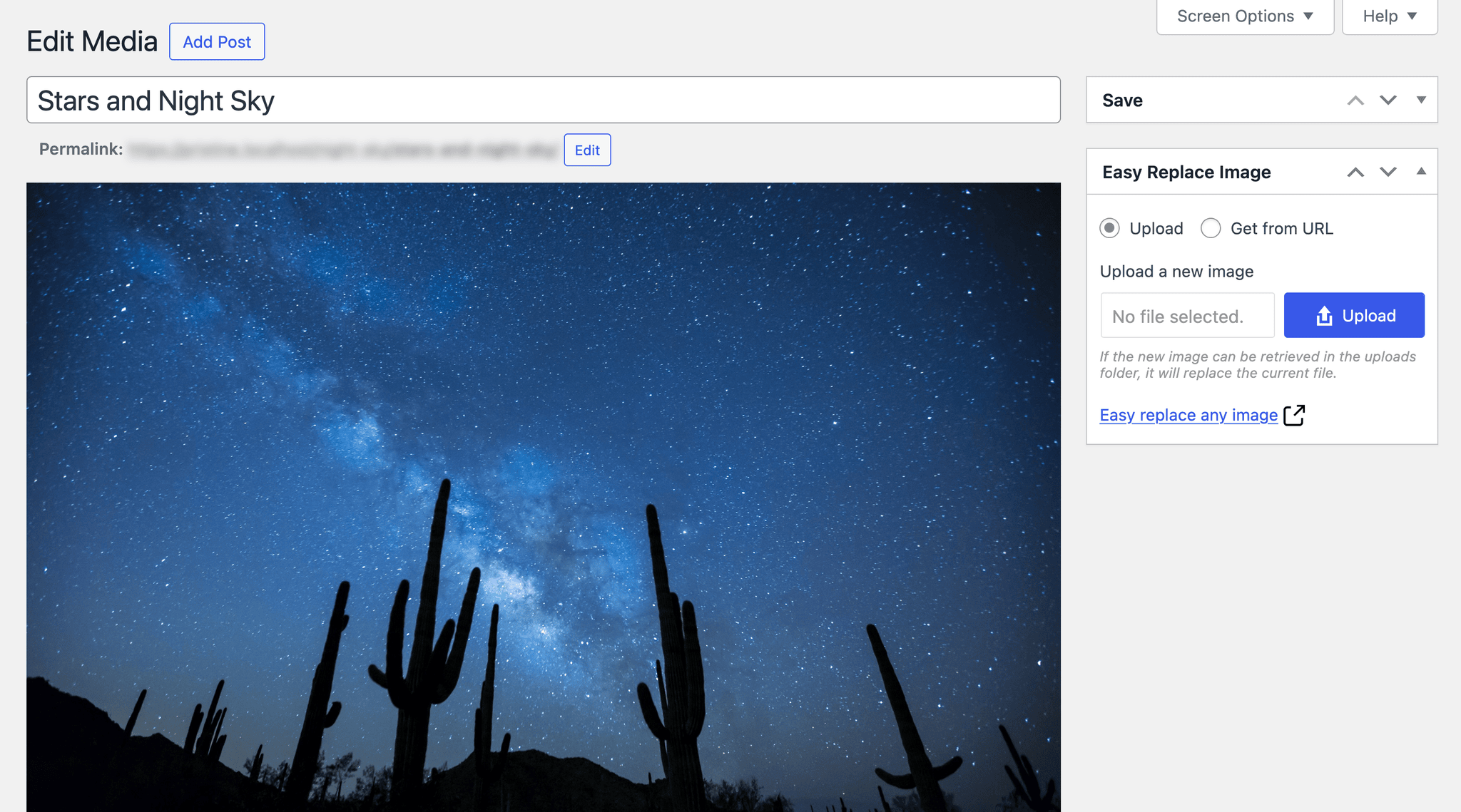 `Easy Replace Image` feature on the attachment page.