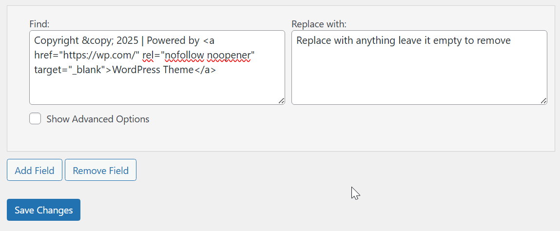 Remove footer credit