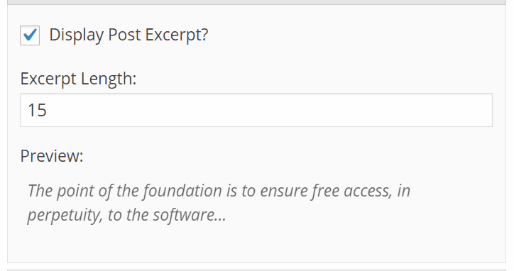Preview your excerpt size selection.