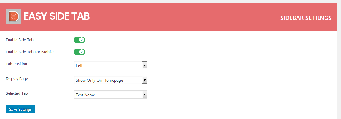 Backend - Tab Item configuration
