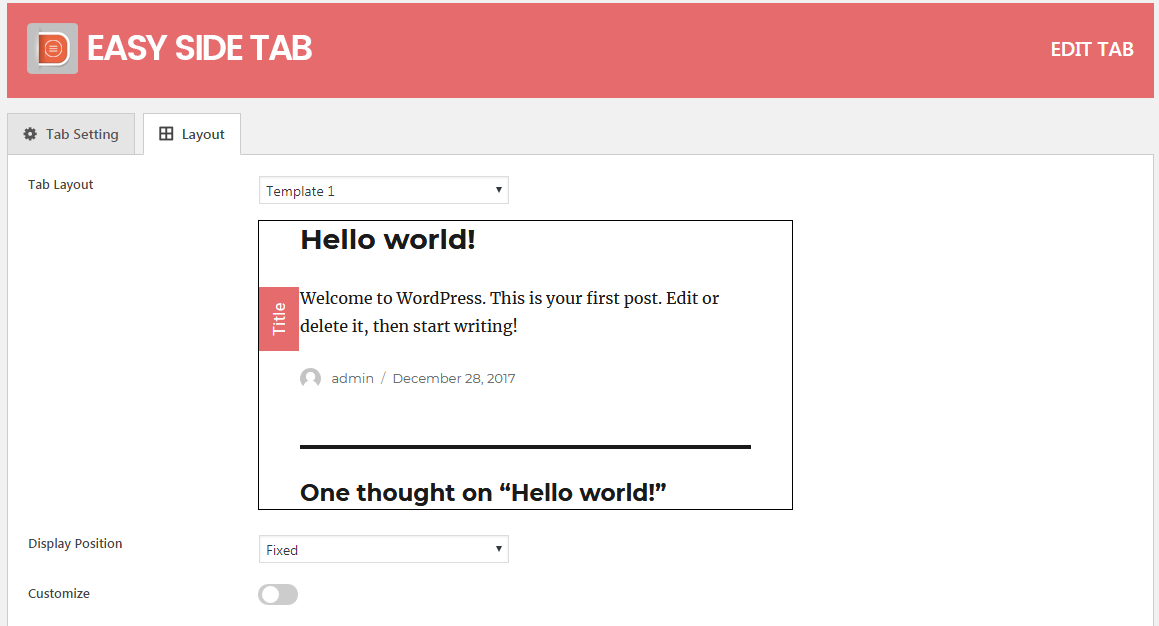Backend - Layout settings