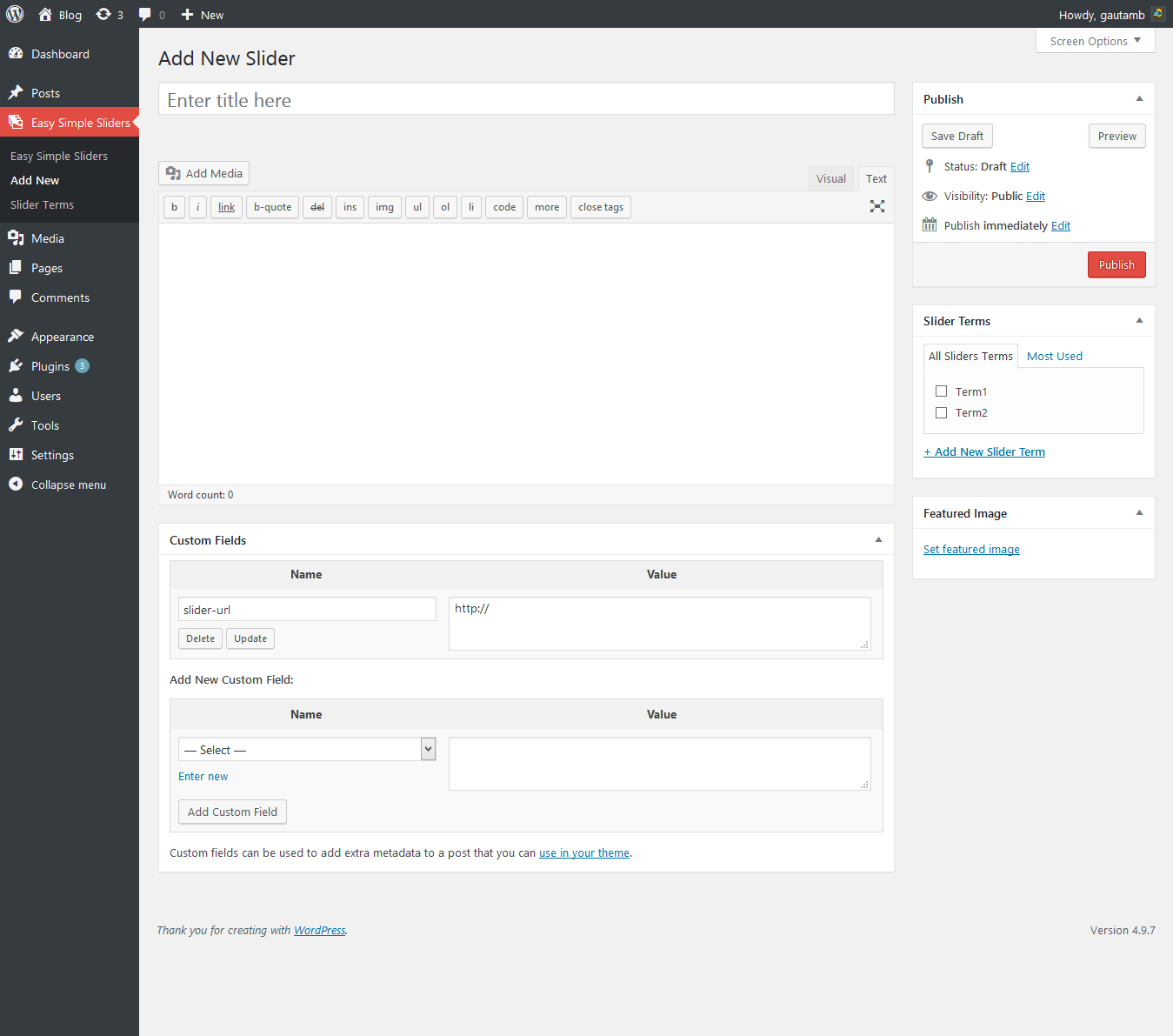 This screen are used where you can add slider title, description, thumbnail, url and terms(screenshot-2.png).