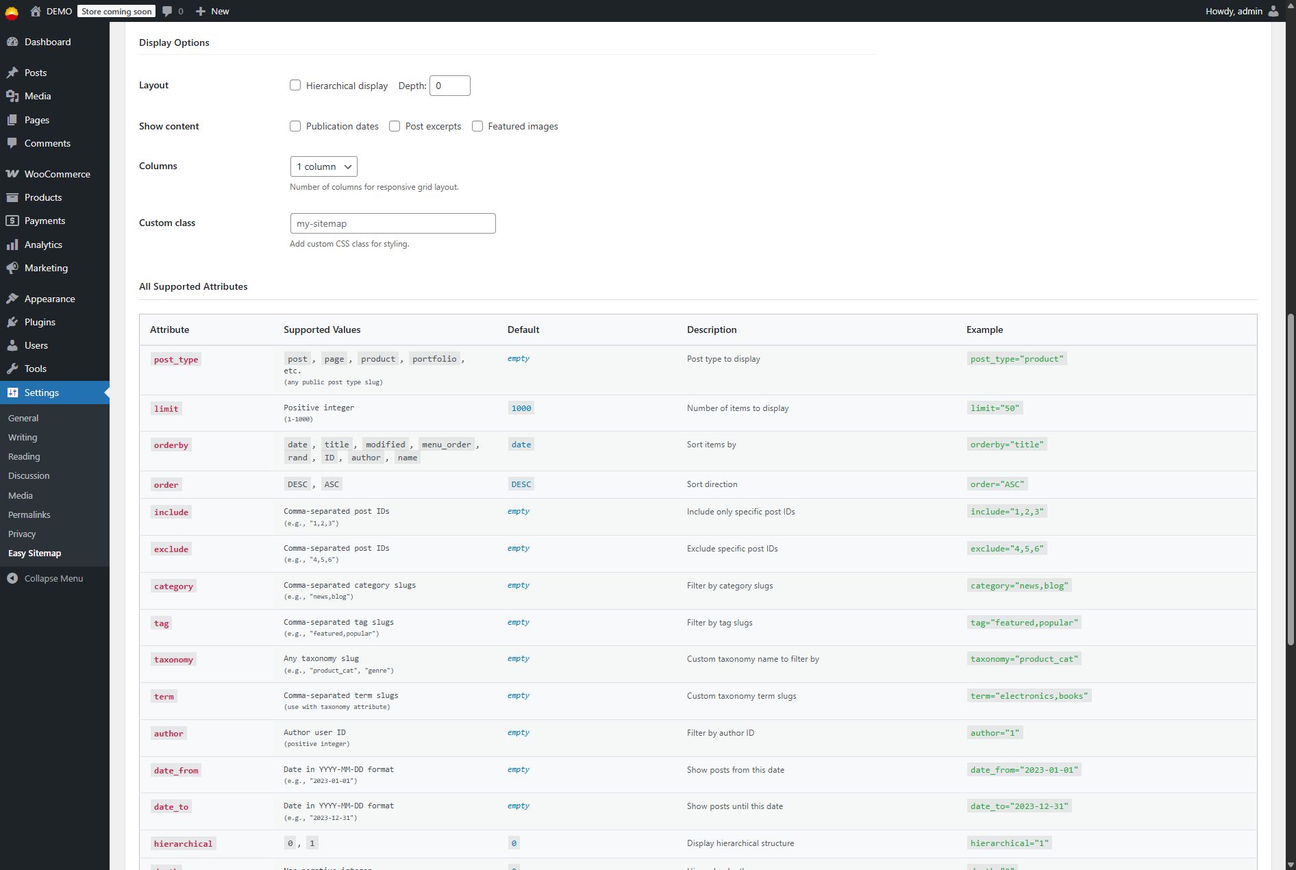 All Supported Attributes