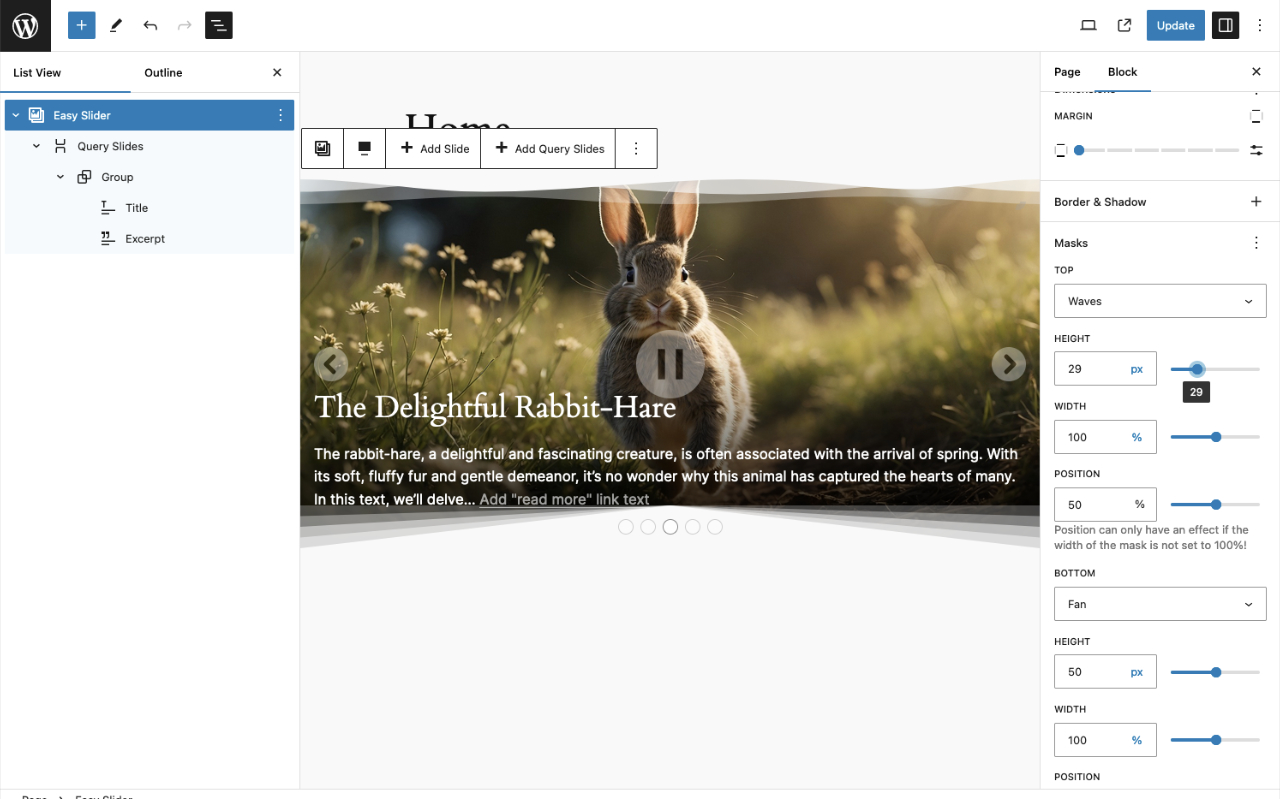 Add masks to top and/or bottom.