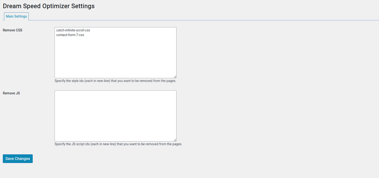 Add the style or script IDs in the plugin settings.